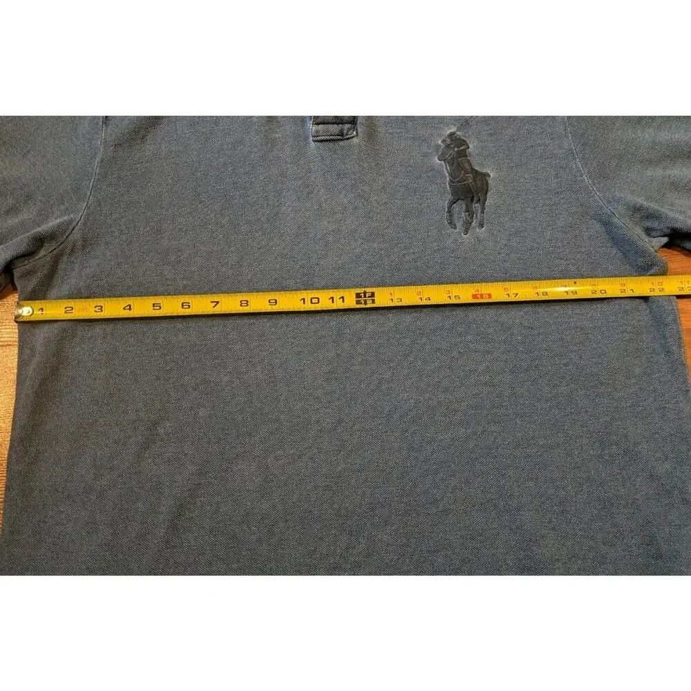 Polo Ralph Lauren Polo Shirt XL Blue Big Pony Custom Fit Faded Wash Short Sleeve